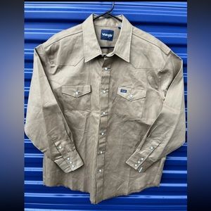 Wrangler Western Men Button Down Shirt XXL Pearl Snap Brown Collared Cowboy